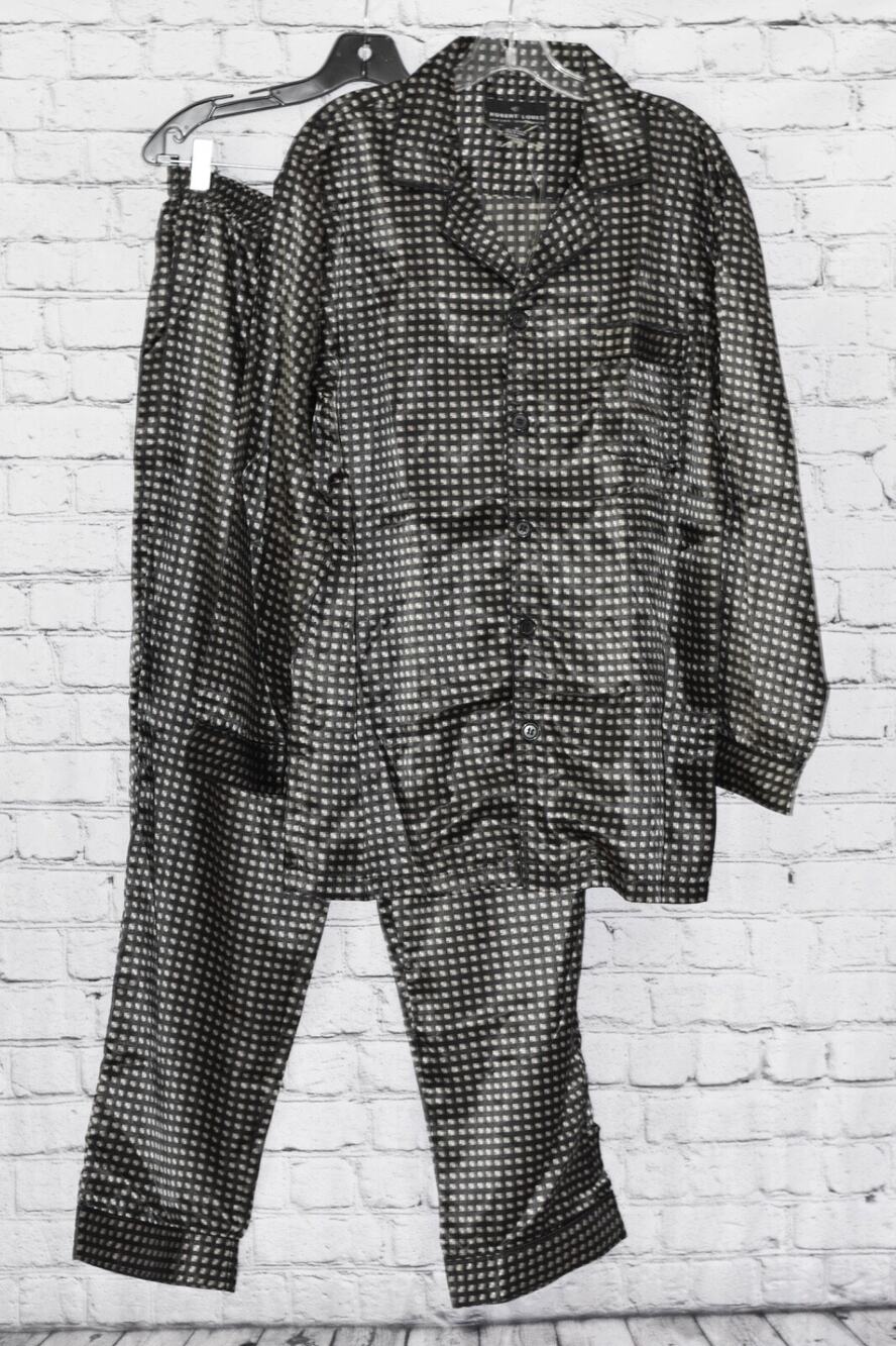 Robert Louis Luxurious Silk Men‘s Printed Pajama Set Size M NWT